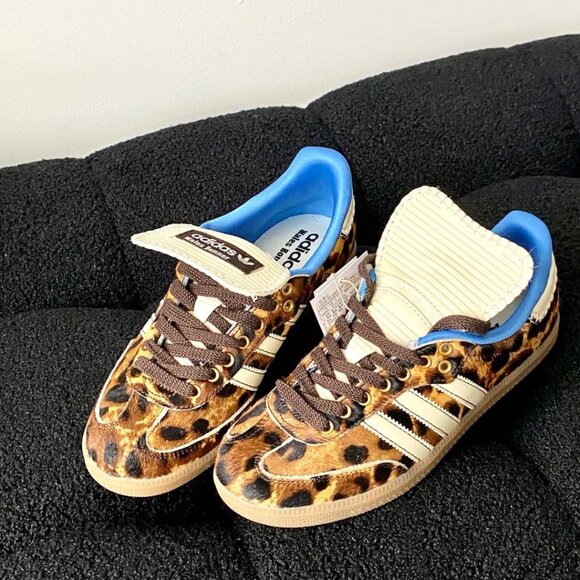 New Adidas x Wales Bonner Samba Pony Leopard Print Women's Sneaker - Picture 2 of 7